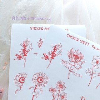 Bullet Journal Sticker - Hoa dại - Đỏ san hô