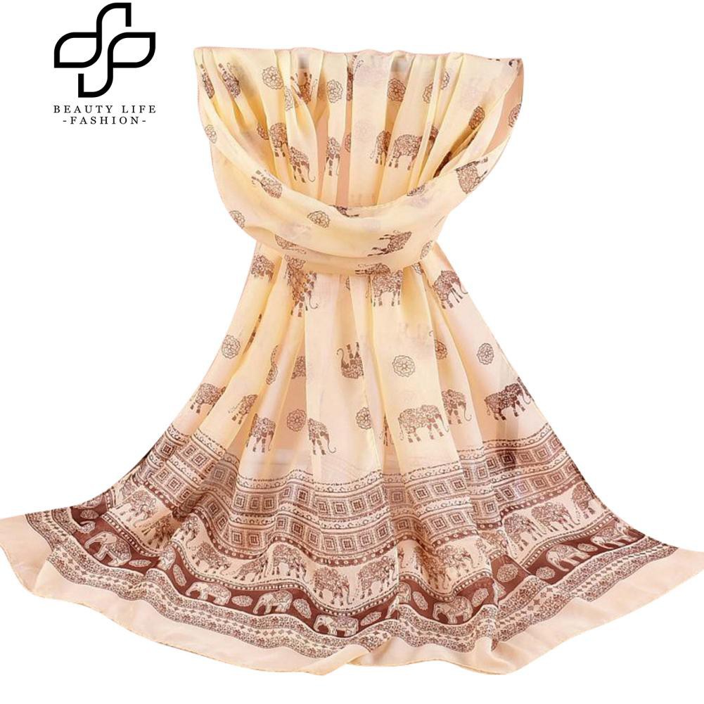 Khăn choàng cổ voan in hoạ tiết voi