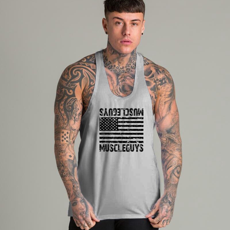 Fitness Sleeveless Shirt Sport Vest Singlet Solid Cotton Muscle Undershirt Clothing Bodybuilding Tank Tops Men Mesh Gyms Shirt