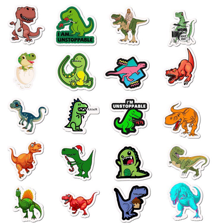 H206 - Sticker Hình Chú Khủng Long Cute - PVC/ Hình dán Chống nước