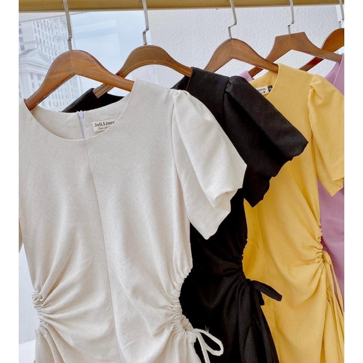 Pass váy linen joli dài khoét eo newtag