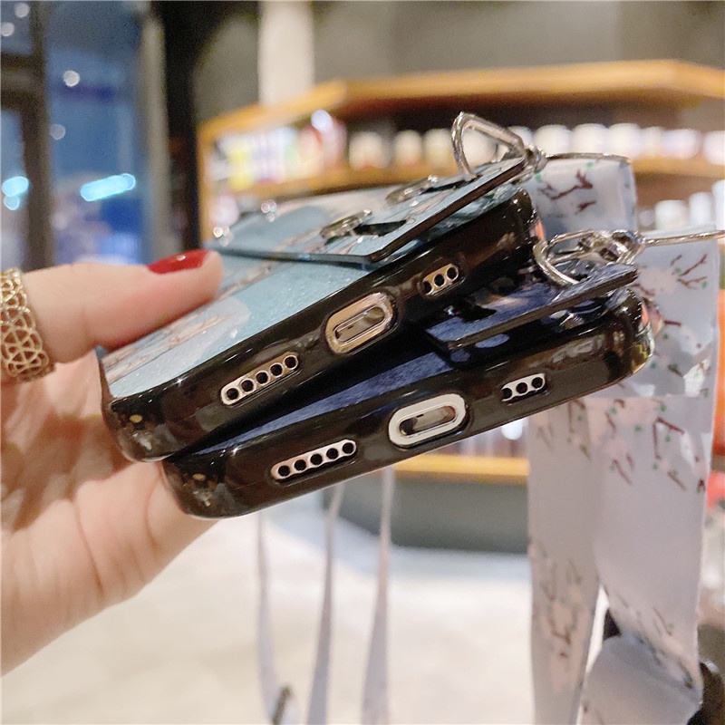 Ốp Điện Thoại Họa Tiết Hoa Có Dây Đeo Cho Samsung Galaxy S10 5G S20 Plus S21 FE S22 S23 Ultra
