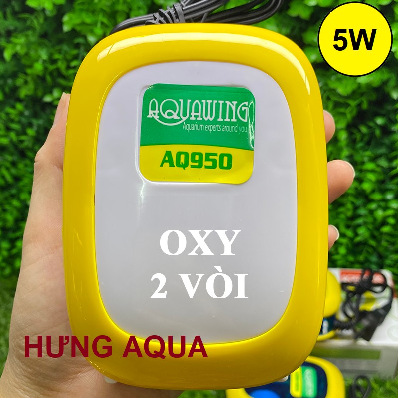 Máy sục oxy bể cá, máy sủi oxy tiết kiệm điện 1 vòi AQ930, 2 vòi AQ950 chọn combo kèm dây và quả sủi