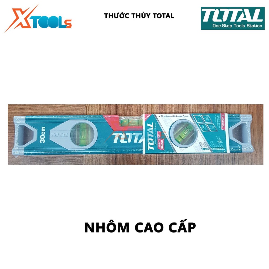 Thước thủy TOTAL | Thước nivo Chiều dài 30 cm, Độ dày thanh nhôm 1mm, Trọng lượng 0.3kg đo góc nghiêng, độ nghiêng, độ d