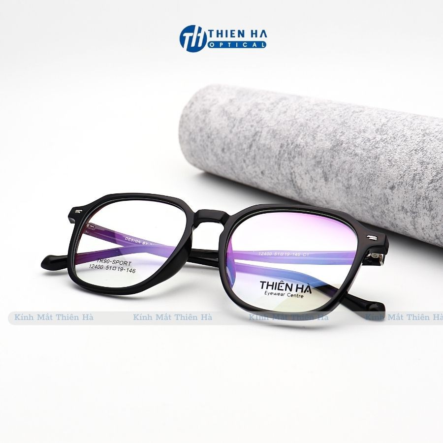 Gọng kính cận nam nữ THIÊN HÀ OPTICAL nhựa dẻo dáng đa giác nhựa TR90 mảnh nhẹ chắc UNISEX trẻ dễ đeo nhiều màu TH12400