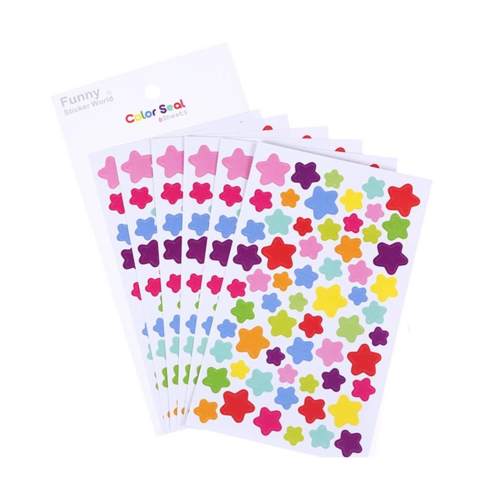 Sticker Tròn tim sao Pison dễ thương, hình dán cute trang trí đáng yêu giá rẻ – 1 bộ 6 tấm