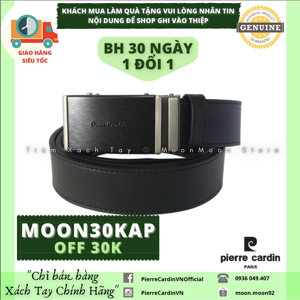 ⚜️ĐƠN 500k -30K⚜️ Thắt Lưng Da Nam PIERRE CARDIN Mặt Nhám Logo Chữ Viết Tay Mẫu Mới Tại Store Malaysia SALE 50% PC7
