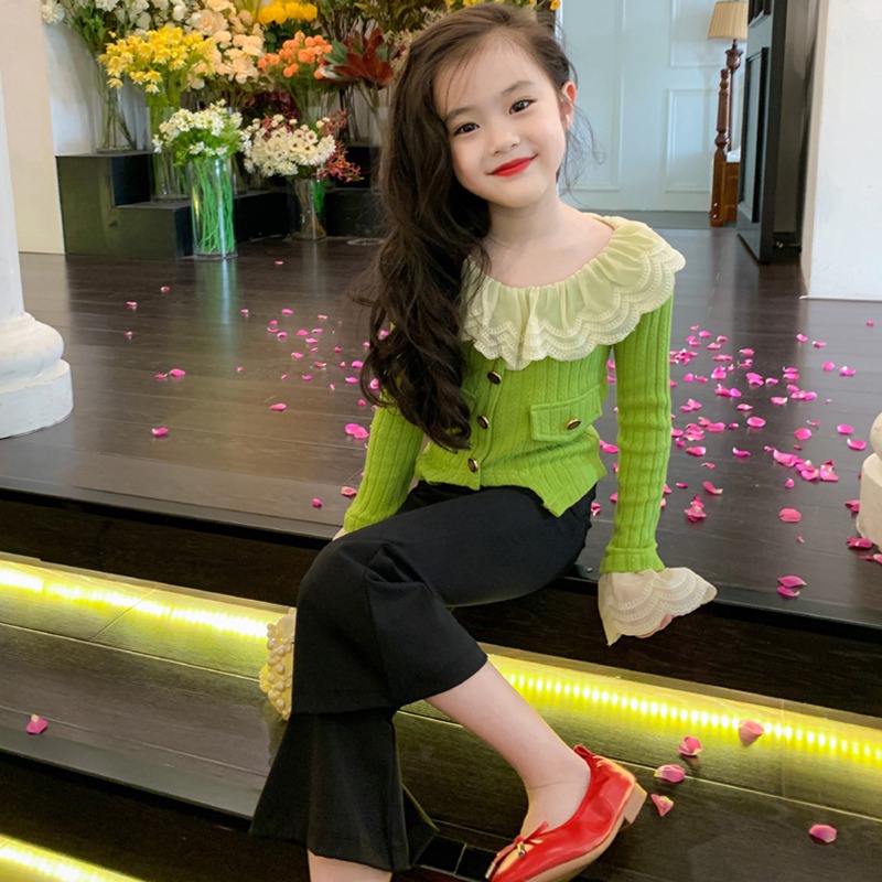 Quần Dài Ống Loe Ôm Dáng Co Giãn Thời Trang Xuân Thu Hàn Quốc Cho Bé Gái