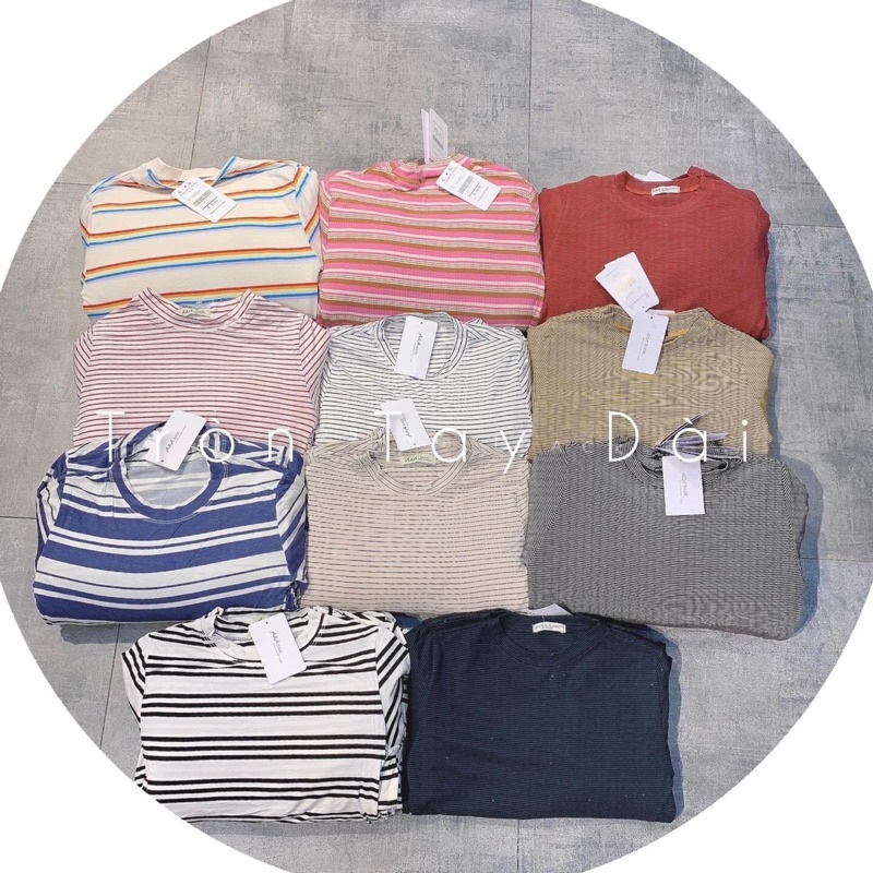 ÁO THUN BODY TAY DÀI SỌC CỔ TRÒN DÁNG DÀI | BigBuy360 - bigbuy360.vn