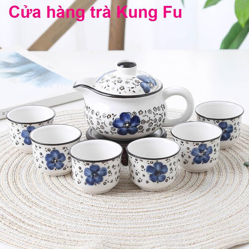 Bộ ấm trà gốm sứ Kung Fu, thủ công, tách trà, máy pha du lịch tráng men kiểu Nhật