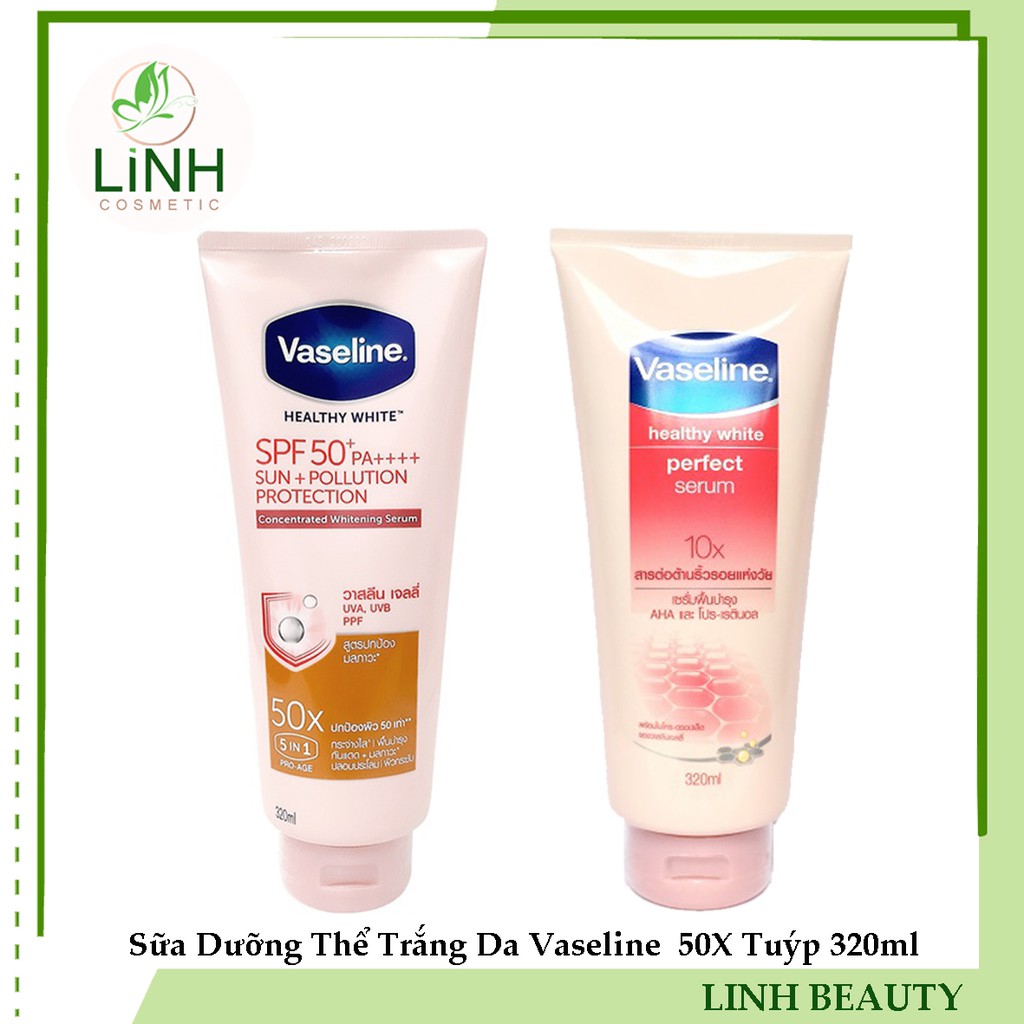 Sữa Dưỡng Thể Vaseline Perfect Serum 50X-10X Tuýp 320ml