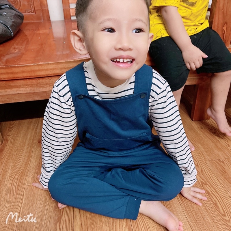 Set Quần treo kèm áo dài tay, bộ thu đông bé trai vải cotton, đồ dư hãng Hm