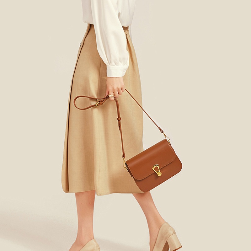 Túi Đeo Vai Hình Vuông Cỡ Nhỏ Có Khóa Gài Họa Tiết Giọt Nước Cổ Điển Thời Trang Cho Nữ