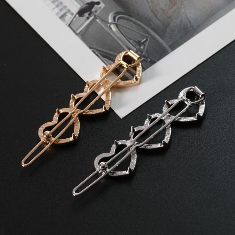 Kẹp Tóc Hình Trái Tim Ba Trái Tim Ánh Kim Phong Cách Hàn Quốc Ngọt Ngào Cho Nữ YOUYO G