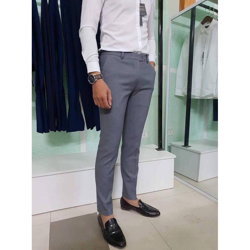 Quần Âu Ghi Đậm Dáng Slim Fit Không Bai Gião Không Phai Màu