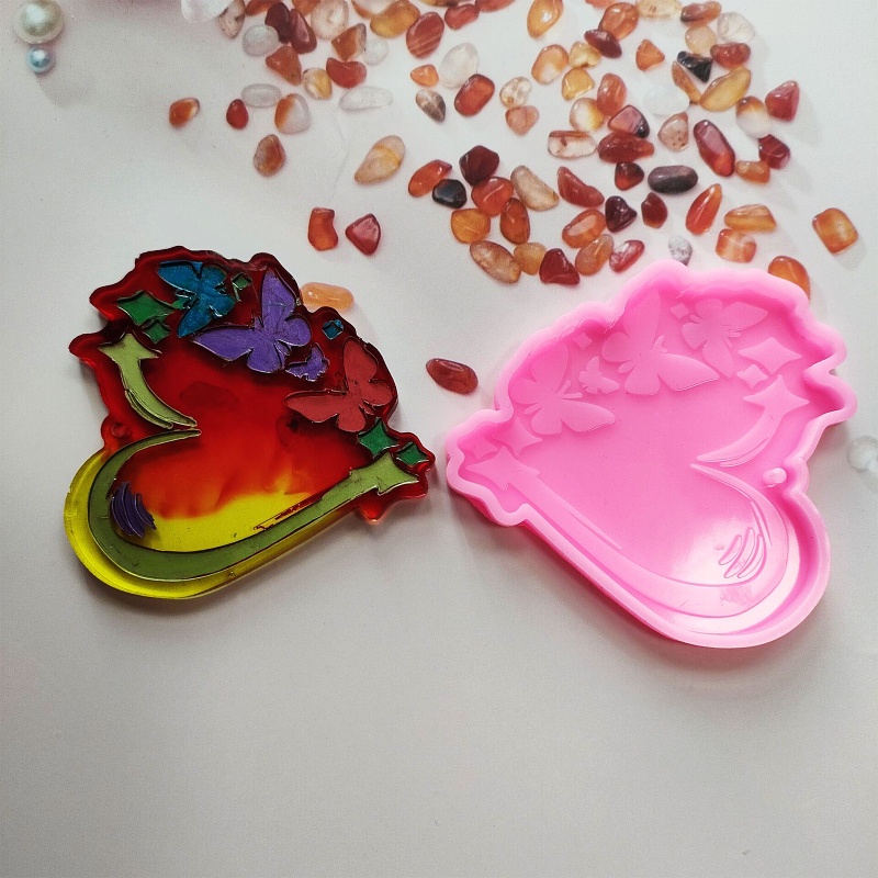 Khuôn Silicone Làm Móc Khóa Hình Trái Tim DIY