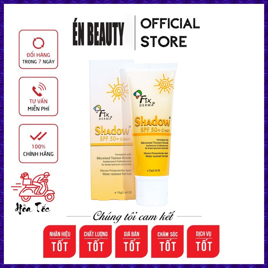 Kem Chống Nắng Fixderma Shadow SPF 50+ Dùng Cho Da Mặt Và Toàn Thân Không Nhờn, Chống Thấm Nước Cho Mọi Loại Da (75g)