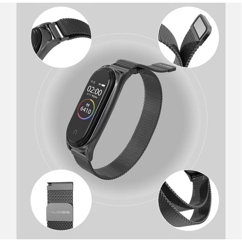 DÂY MIBAND 8_Dây đeo Miband 5/6/7/8 Milanese viền nhọn