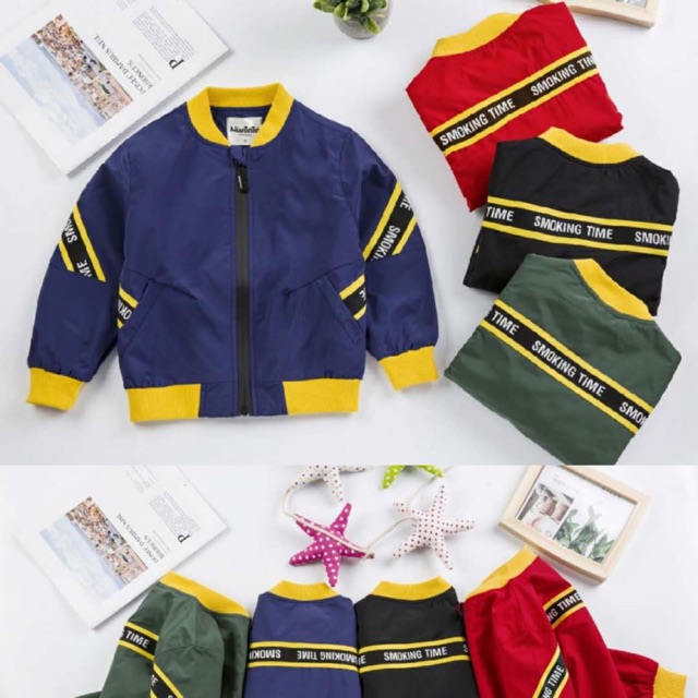 Áo khoác bé trai viền vàng