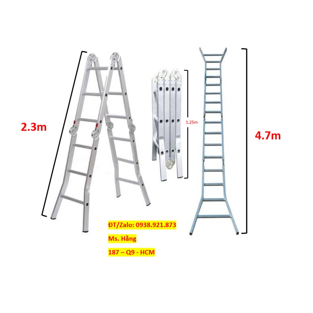 Thang nhôm gấp khúc NIKITA cao chữ A 2,3m -TNKTĐ18