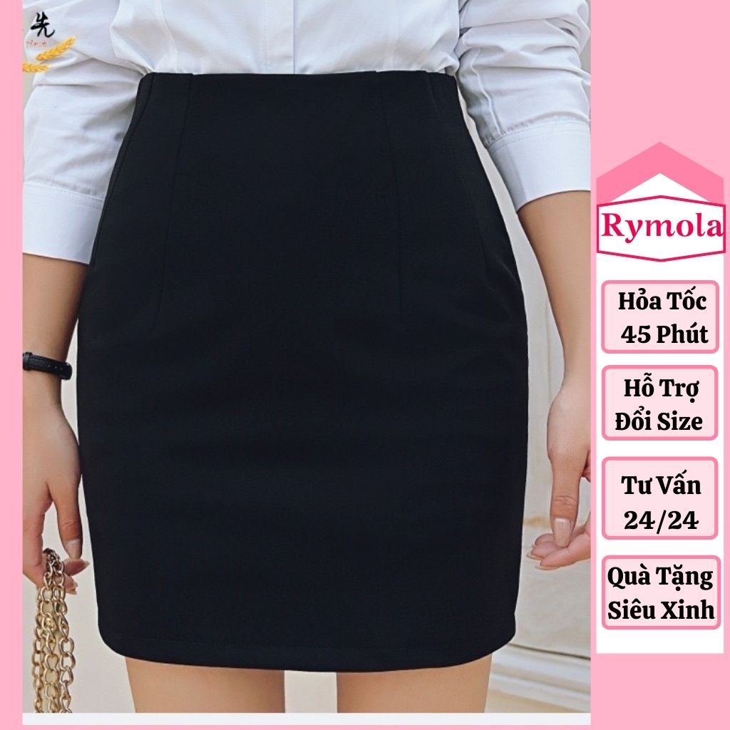 Chân Váy Bút Chì Công Sở MOLA Cao Cấp Dài Trên Gối, Form Ôm Body Hàn Quốc Ulzzang Màu Đen Co Giãn 4 Chiều