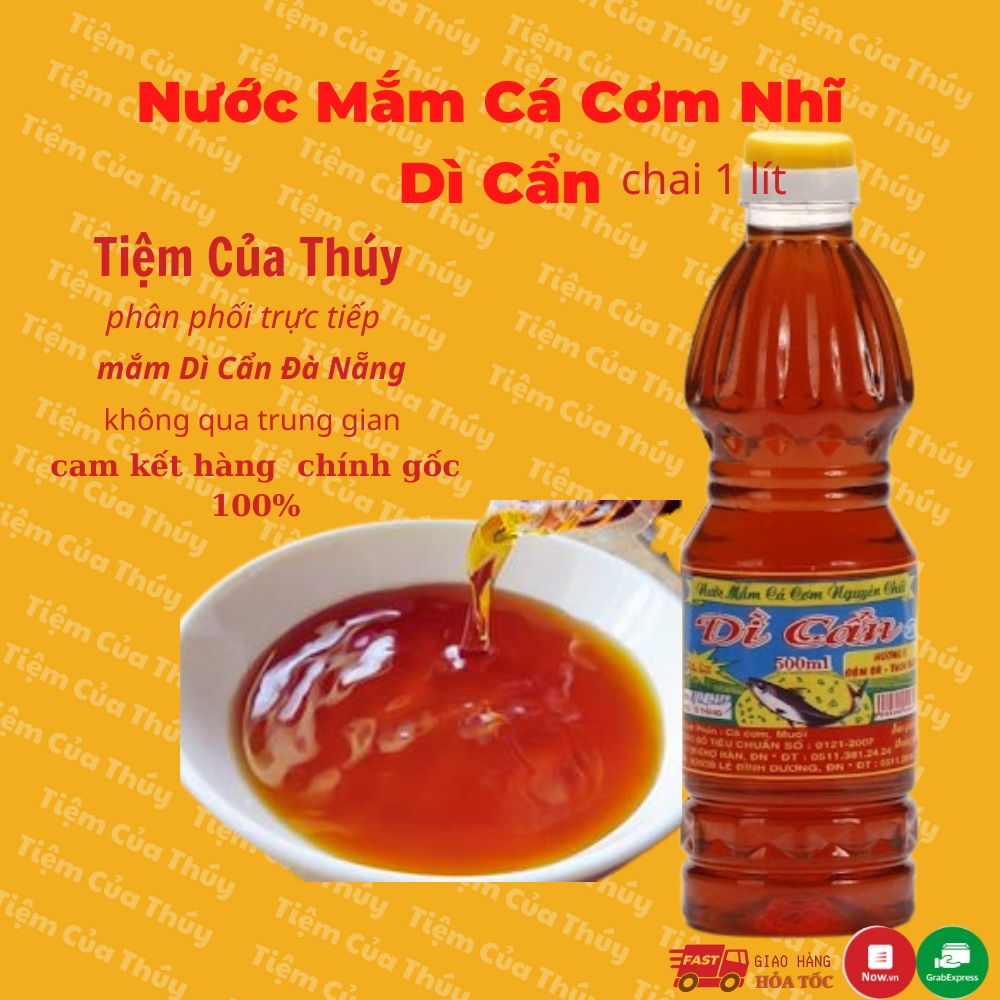 Nước mắm Dì Cẩn  Đà Nẵng chai 1lit nước mắm cá cơm nhĩ ngon chính gốc