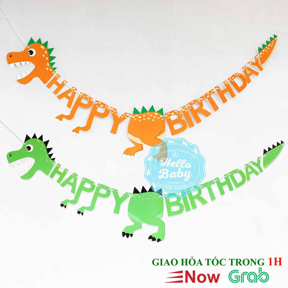 Dây treo Happy Birthday giấy chủ đề khủng long