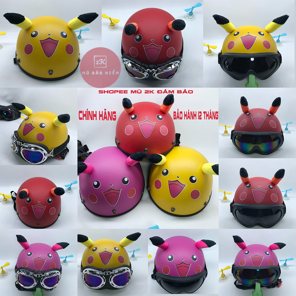 Mũ Bảo Hiểm Picachu Có Tai - Nón Bảo Hiểm Hình Picachu Tai - BH 12Thang