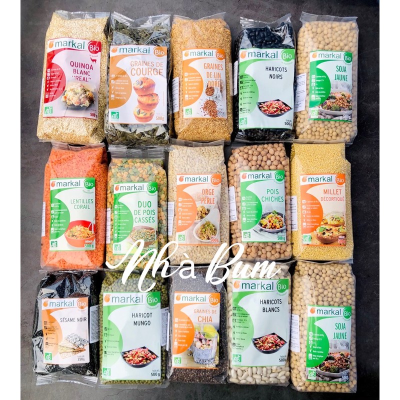 Đậu hạt hữu cơ Markal - Đậu gà/ Kê/ Lăng đỏ / Quinoa / Hạt Chia / Mè đen / Đậu xanh