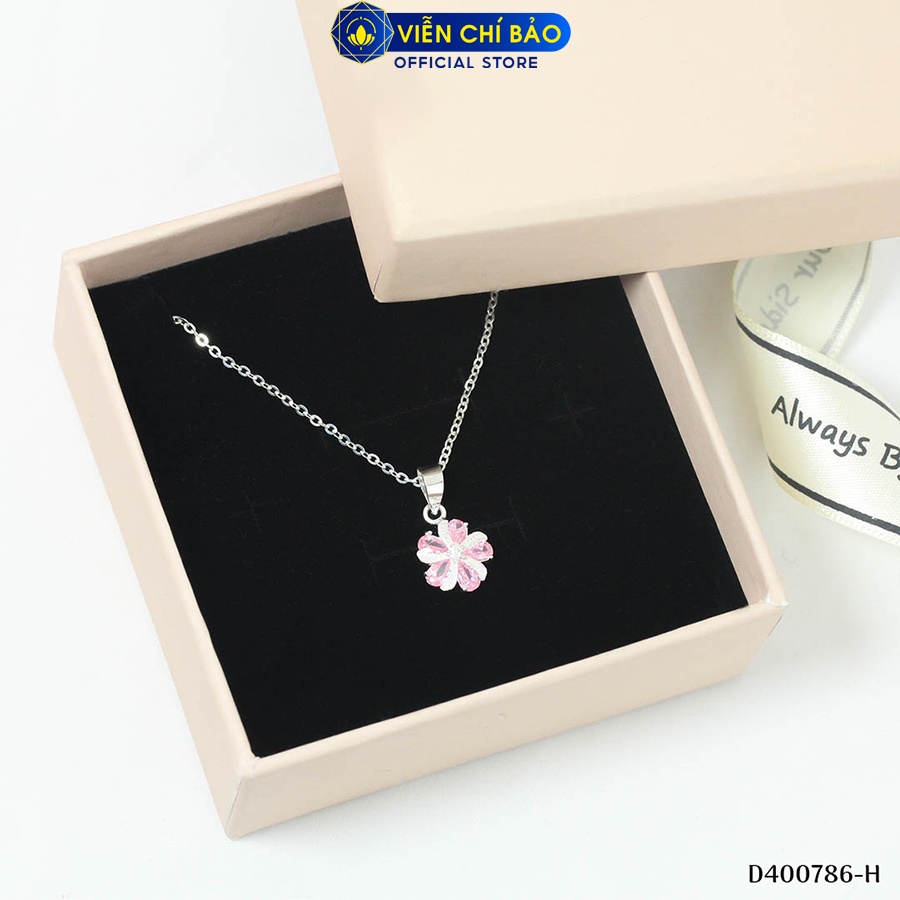 Dây chuyền bạc nữ mặt hoa bách nhật - Hồng chất liệu bạc 925 thời trang phụ kiện trang sức viễn Chí Bảo D400786-H