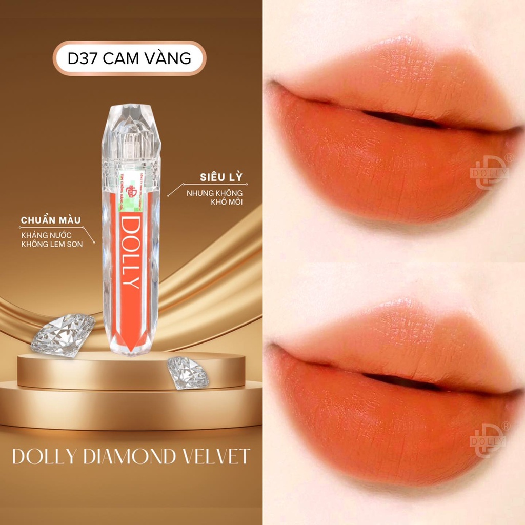 Son Lì Son Kem  DOLLY DIAMOND VELVET Không Chì Cao Cấp Chính Hãng