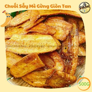 [HOẢ TỐC] Chuối Sấy Giòn Mè Gừng, Đặc Sản Việt Nam - Hủ 300g - Ăn Vặt Nhà Phởn