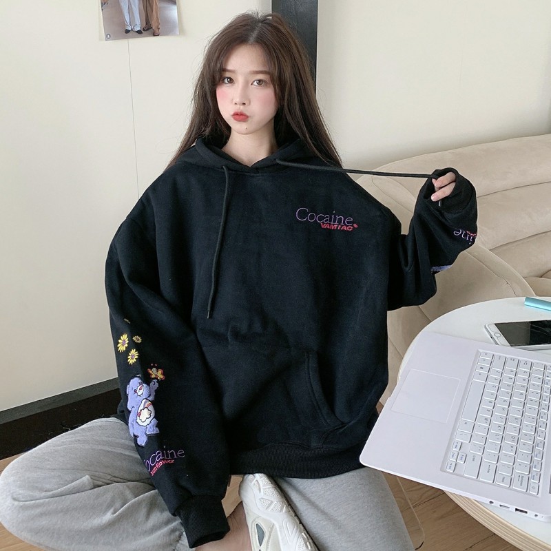 [áo hoodie nữ form rộng] áo hoodie nữ unisex form rộng COCAINE mặc nhà đi chơi thời trang học sinh hàn quốc | BigBuy360 - bigbuy360.vn