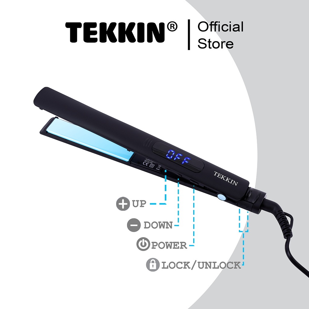 Máy Duỗi Tóc TEKKIN TI-615 8 Mức Nhiệt Có Led Siêu Mỏng Nhẹ Gốm Tourmaline Có Khóa Gập 3 IN 1 Uốn Duỗi Xoăn