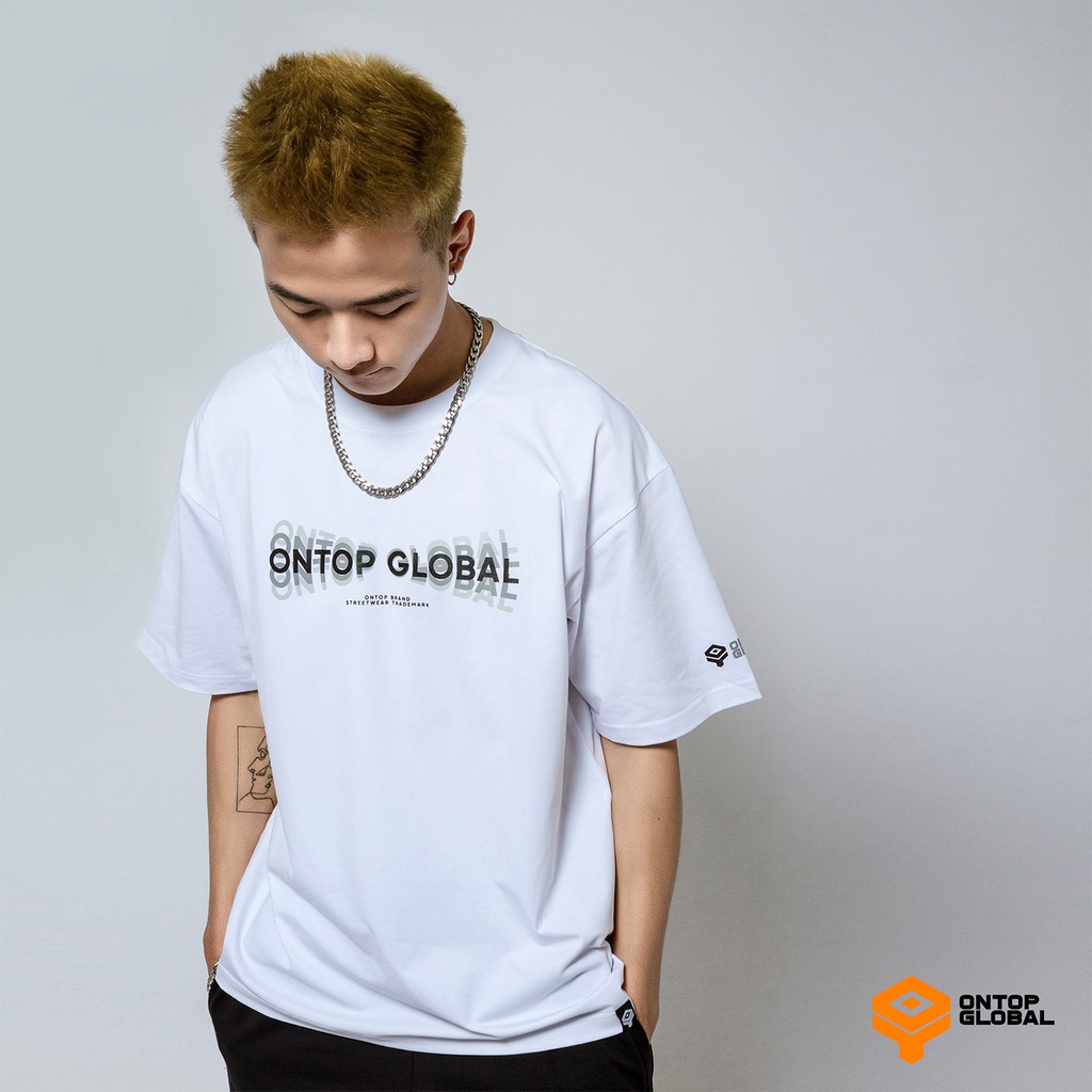 Áo thun tay lỡ form rộng nam nữ màu trắng ONTOP Fade
