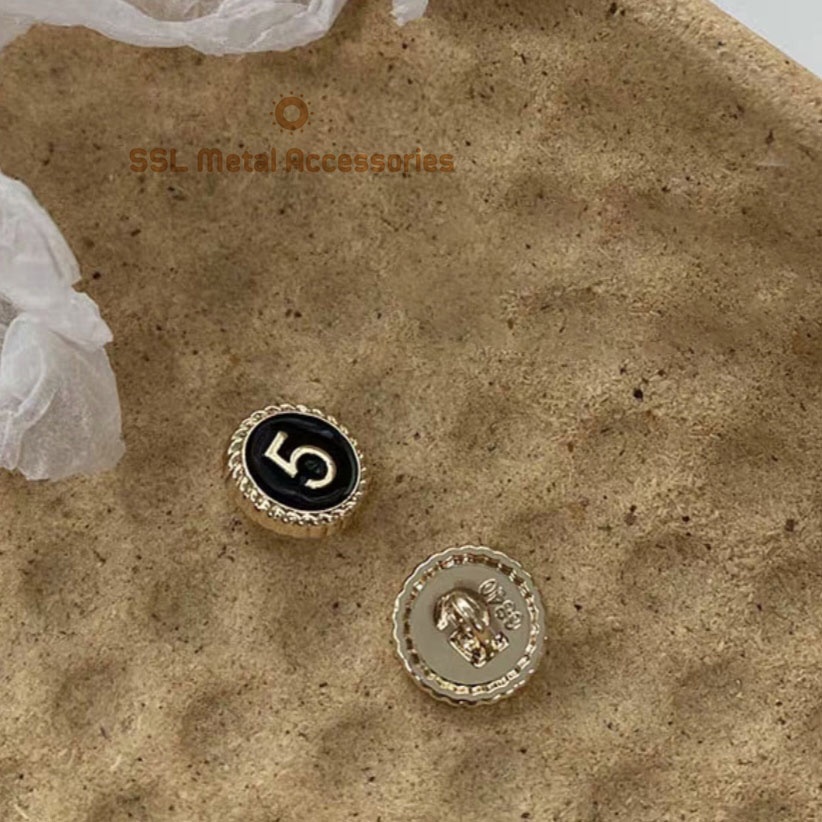 Cúc áo kim loại thời trang mới hình tròn số 5 dành cho áo vest, áo dạ, váy đầm thiết kế YS-645  11.5mm