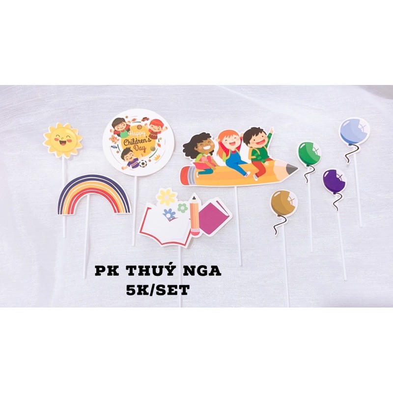 5 set combo 2 set thiếu nhi trang trí bánh