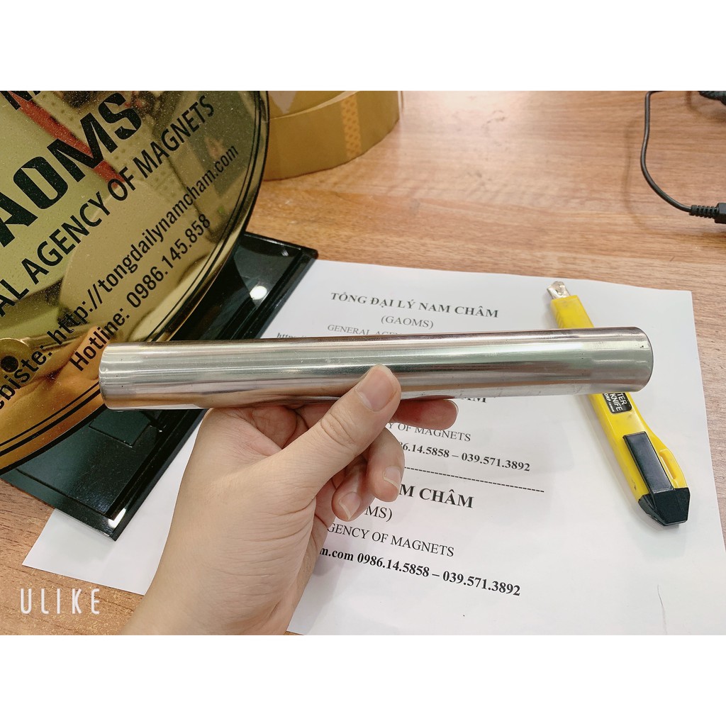 Nam châm thanh 25x150mm siêu mạnh, nam châm vĩnh cử bọc inox có lỗ ren