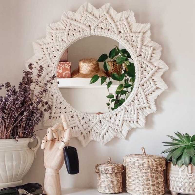 [HÀNG SẴN] Kích thước 50  Gương treo trang trí gương decor gương boho gương macrame gương treo tường gương phòng khách