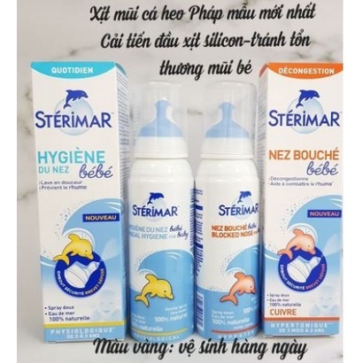 Xịt muối biển Sterima-Xịt mũi cá heo nội địa Pháp 100ml- mẫu mới đầu bọc SILICON