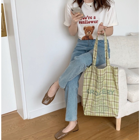 [CÓ SẴN FREESHIP TỪ 50K] Túi xách đeo vai caro retro unisex tote TX07