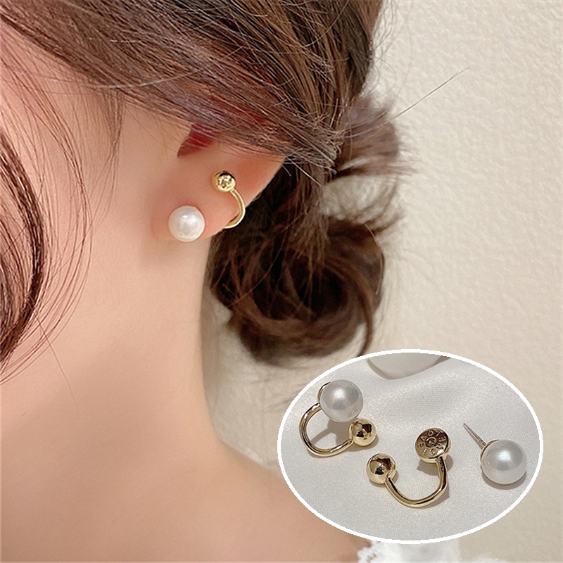 Khuyên tai đính ngọc trai nhân tạo thiết kế mới tinh tế thời trang cho nữ