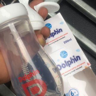 Bình tập ăn sillicon Dolphin 200ml