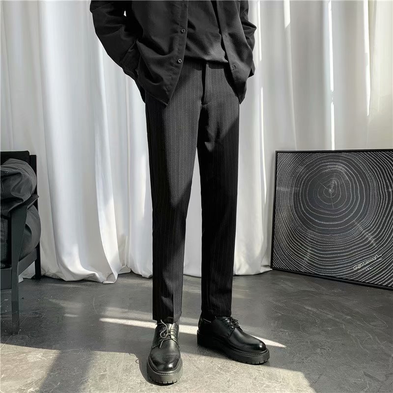 Korean style men's fashion plaid long pants with 2 optional colors