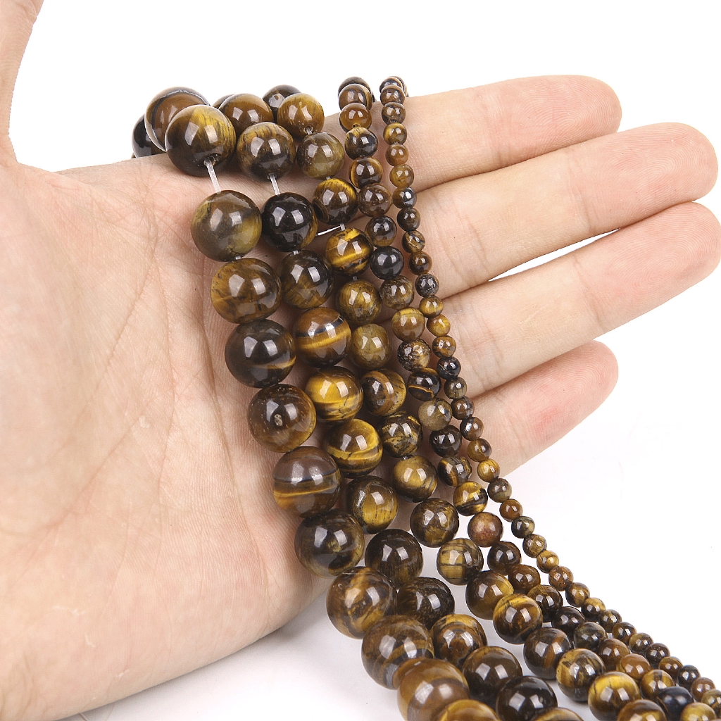 Chuỗi hạt đá mắt hổ tự nhiên 4/6/8/10/12mm dùng làm trang sức thủ công