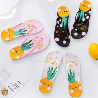 Dép xỏ ngón đế bằng chống trượt hoạ tiết trái cây thời trang mùa hè cho nữ