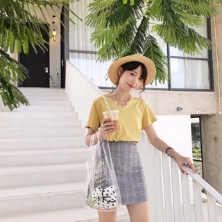 Chân váy kẻ dáng A