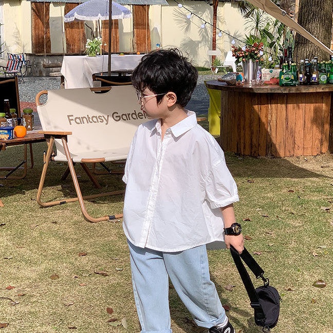 Áo Sơ Mi Tay Ngắn Phong Cách Hàn Quốc Thời Trang Mùa Hè Hàng Mới Cho Bé Trai