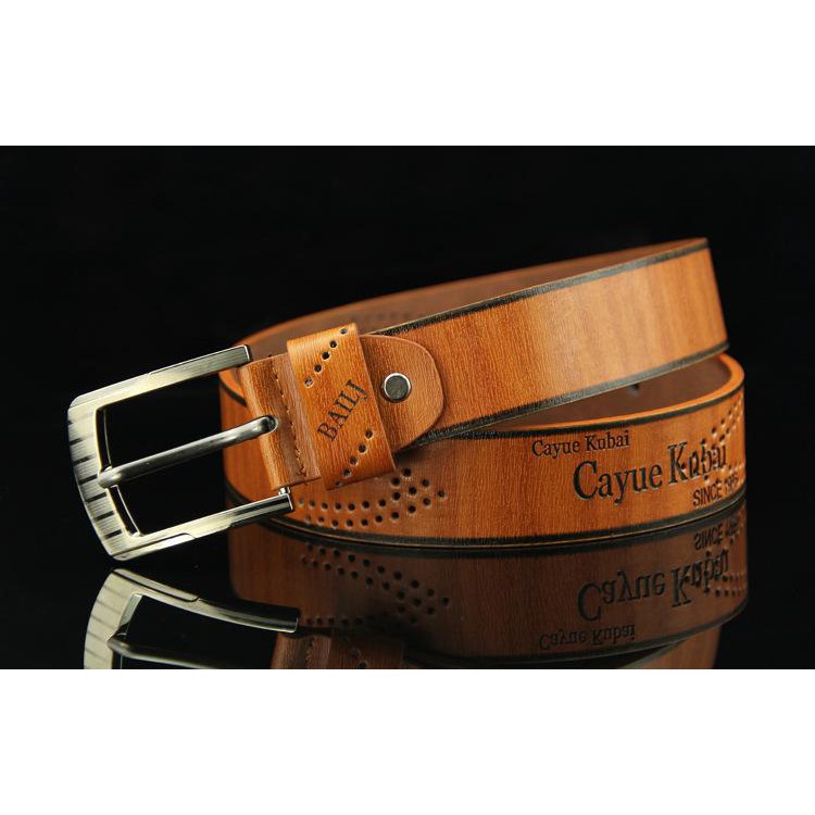 HCM-Thắt lưng da Nam mặt khóa kim kiểu khóa lỗ tròn  DL929  NÂU