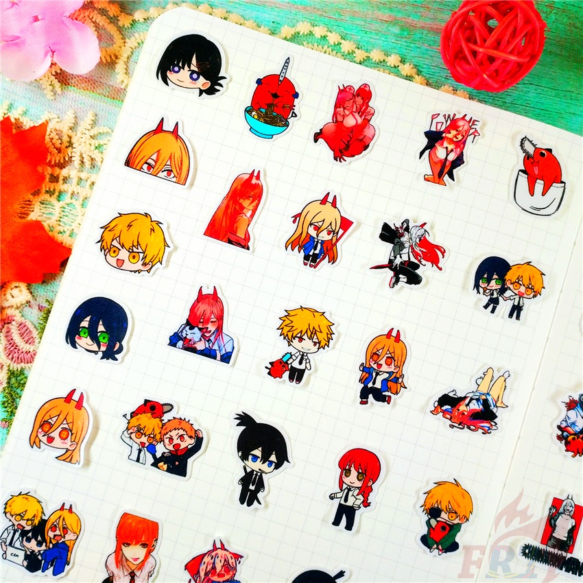 ★★★ Chainsaw Man Q-2 Mini Diary Manual Stickers ★★★ 60Pcs/Set DIY Fashion Scrapbooks Album Decor Decals Stickers（Size: 2~3cm）